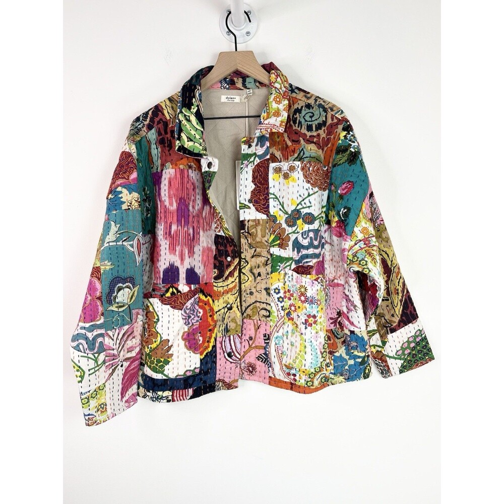 Dylan Patchwork Quilted Kantha Jacket (Sz XL) Made In India Cotton Boho Coat